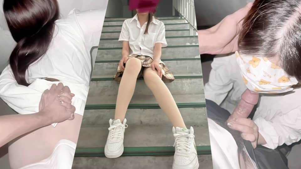 【露出性爱】家有萝莉女儿-带着闺女在楼梯间淫交，后入圆润的屁股，超爽包裹内射精液都滴在了地板上